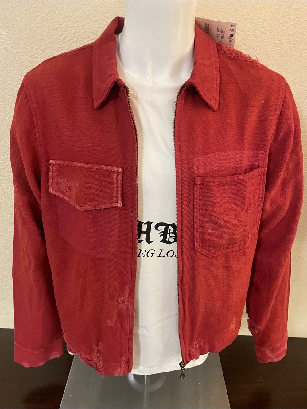 Zara Men's Red Zip-Front Lightweight Jacket